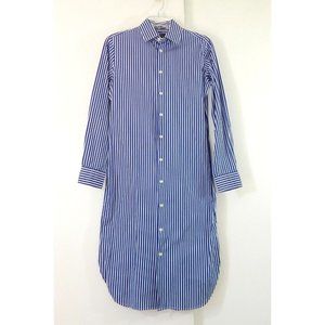 POLO RALPH LAUREN shirt dress long sleeve striped casual cotton blue white 6